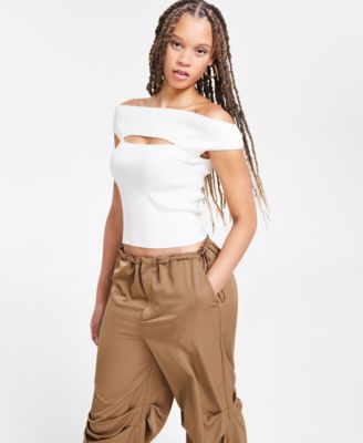 Bar III - Women's Off-The-Shoulder Cutout Sweater Tank