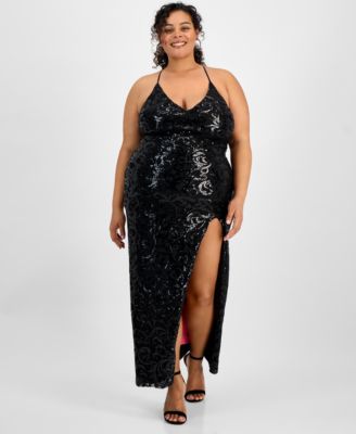 pear culture - Trendy Plus Size Patterned Sequin A-Line Dress