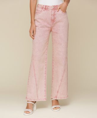 Avec Les Filles - Women's High-Rise Angled-Seam Wide-Leg Jeans