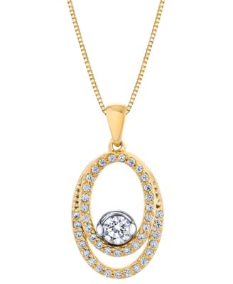 Sirena - Diamond Orbital Oval 18" Pendant Necklace (3/8 ct. t.w.) in 14k Yellow & White Gold