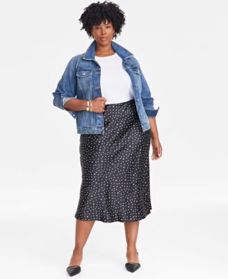 On 34th - Plus Size Printed A-Line Slip Skirt