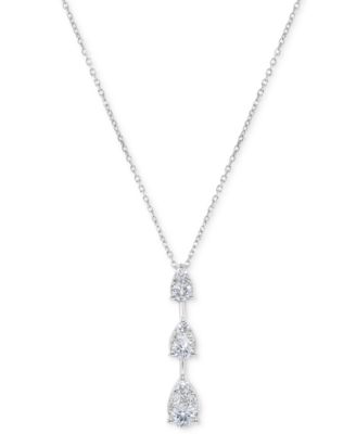 Macy's - Diamond Duo Teardrop Graduated Lariat Necklace (1/2 ct. t.w.) in 14k White Gold, 16" + 2" extender