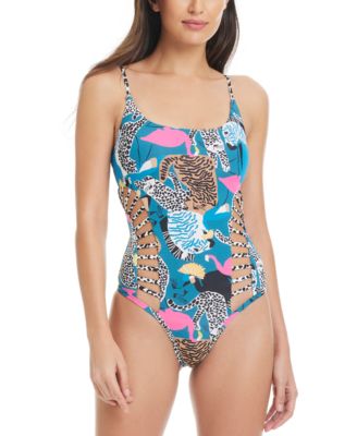 Red Carter - Women's Printed Cutout One-Piece Swimsuit