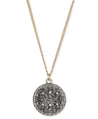 Patricia Nash - Two-Tone Crystal Filigree Pendant Necklace, 32" + 3" extender