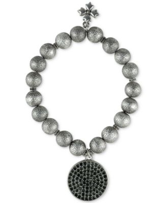 Patricia Nash - Silver-Tone Dark Crystal Disc Beaded Stretch Bracelet