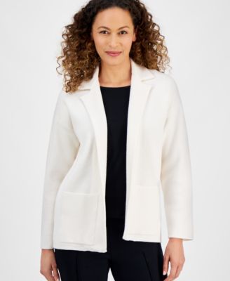 AK Anne Klein - Petite Open-Front Long-Sleeve Blazer Cardigan