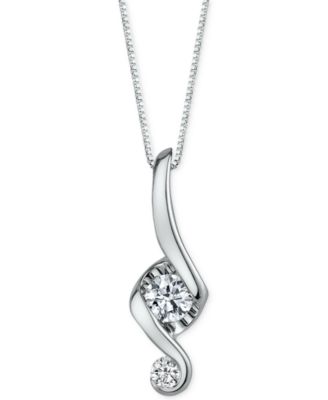 Macy's - Diamond Swirl Pendant Necklace (1/5 ct. t.w.) in 14k White Gold
