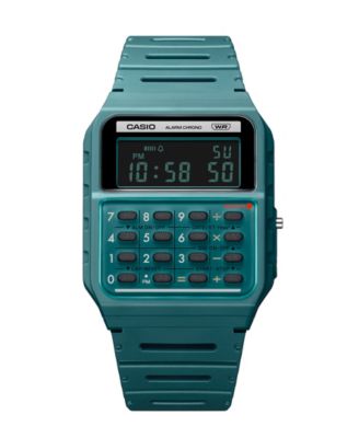 Casio - Unisex Digital Calculator Teal Resin Strap Watch 34mm
