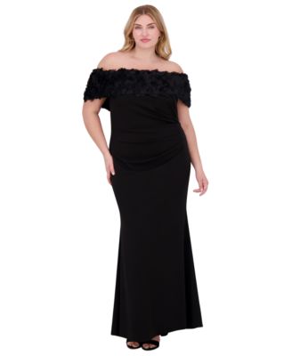 Eliza J - Plus Size Rosette-Trim Off-The-Shoulder Evening Gown