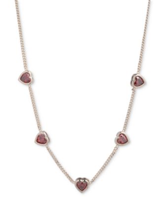 Givenchy - Gold-Tone Red Cubic Zirconia Heart Statement Necklace, 16" + 3" extender