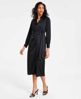 Bar III - Women's Satin Tie-Front Dress