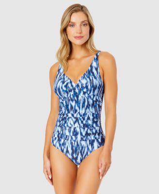 Anne Cole - Women's Printed Draped Underwire One-Piece Swimsuit
