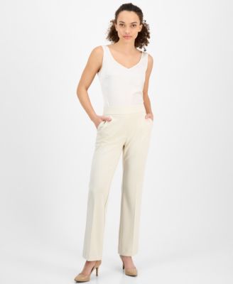 AK Anne Klein - Petite Pull-On Straight-Leg Slash-Pocket Pants