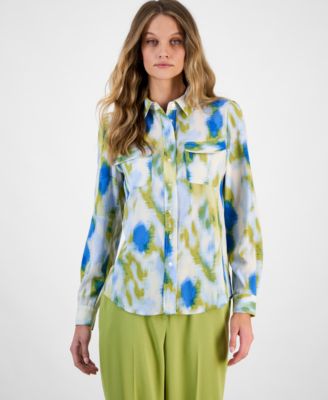 Bar III - Women's Watercolor-Print Blouse, Exclusively at Macy's