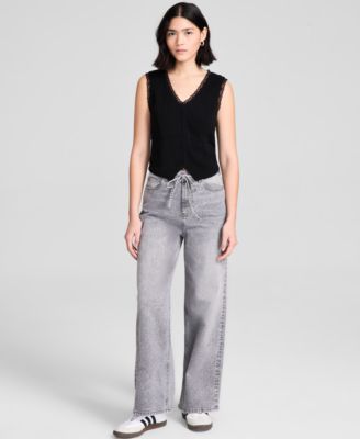 And Now This - Women's Tie-Front Wide-Leg Jeans