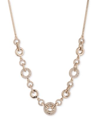 Givenchy - Gold-Tone Pav&eacute; Logo Link Statement Necklace, 16" + 3" extender
