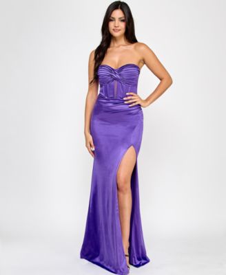 Emerald Sundae - Juniors' Strapless Crisscross Corset Gown