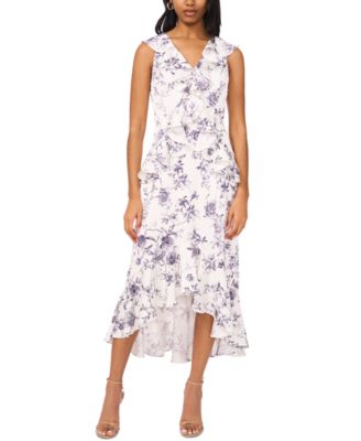 CeCe - Women's Printed V-Neck Ruffle Tiered Midi Dress