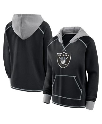 Logo Athletic - Women's Black Las Vegas Raiders Boom Fleece Pullover V-Neck Hoodie