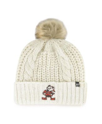 '47 Brand - Women's Cream Cleveland Browns Meeko Cuffed Knit Hat with Pom