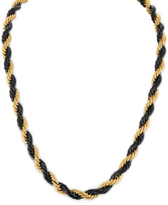 Esquire Men's Jewelry - Intertwined Rope Link 22" Chain Necklace in Black & Gold-Tone Ion-Plated Stainless Steel