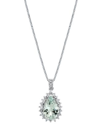 Macy's - Aquamarine (2-3/8 ct. t.w.) & Diamond (1/5 ct. t.w.) Pear Shaped Pendant 18" Necklace in Sterling Silver