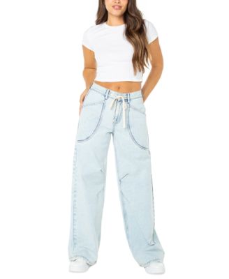 Celebrity Pink - Juniors' Drawstring-Waist Wide-Leg Jeans