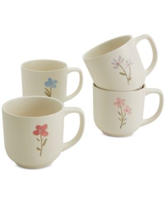 Haven - Assorted Floral Motifs Stoneware Mugs, Set of 4