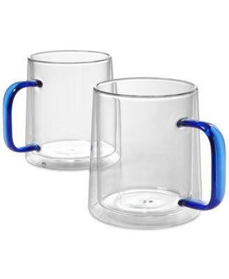 The Cellar - Blue Handle Glass Mugs, Set of 2