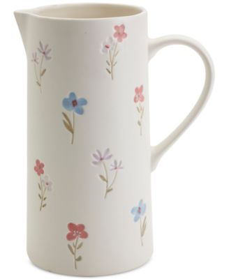 Haven - 10" Floral Motif Stoneware Pitcher