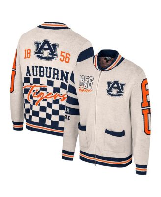Colosseum - Women's Cream Auburn Tigers Jacquard Full-Zip Sweater