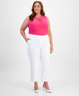 Kasper - Plus Size Elastic-Back Side-Slit Pants