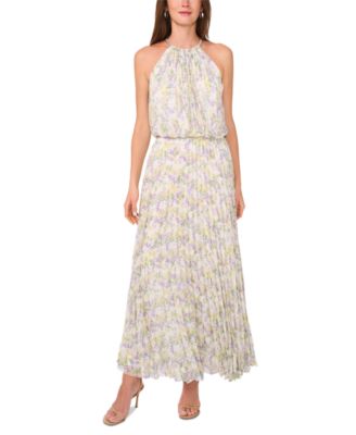 MSK - Women's Bloused-Waist Pleated Floral-Print Dress