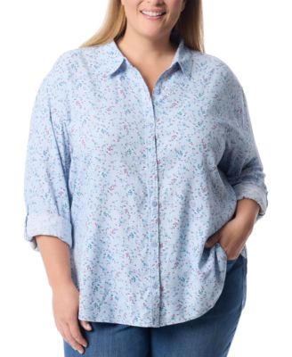 Gloria Vanderbilt - Plus Size Amanda Cotton Oversized Floral Shirt