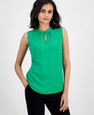 Kasper - Women's Crepe Keyhole Jewel-Neck Sleeveless Top