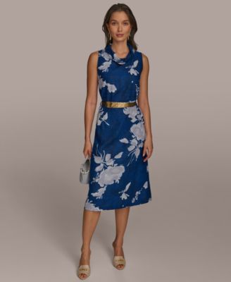 Donna Karan New York - Women's Missy Cowl Neck Belted Sheath Dress
