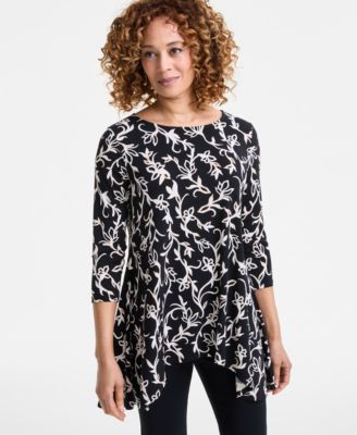 JM Collection - Women's Talia Tiger-Stripe Swing Top