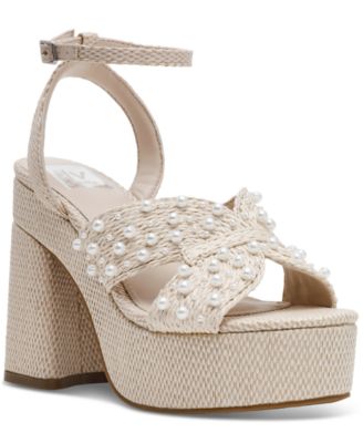 DV Dolce Vita - Women's Waylan Raffia Platform Crossband Dress Sandals