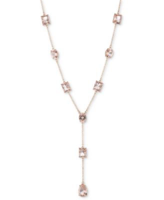 Lauren Ralph Lauren - Gold-Tone Mixed-Cut Stone Lariat Necklace, 16" + 3" extender