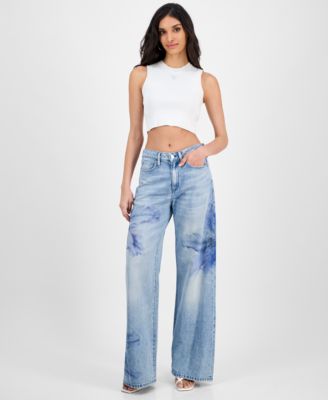 GUESS - Women's Bellflower Printed Wide-Leg Jeans