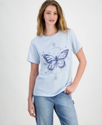 Grayson Threads, The Label - Juniors' Celestial Butterfly Graphic T-Shirt