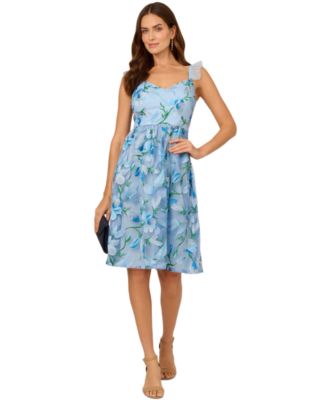 Adrianna Papell - Women's Flutter-Sleeve Embroidered Dress