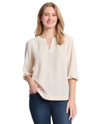 Jones New York - Women's Stitched Puff-Sleeve Top