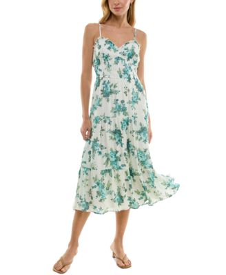 Trixxi - Juniors' Floral-Print Tiered Midi Dress