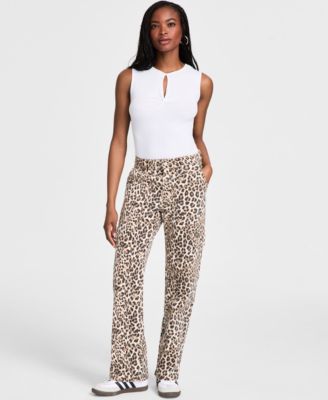 Bariii - Women's Cheetah Print Cargo Jeans, Exclusively at Macy's