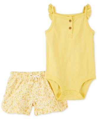 Carter's - Baby Girls Cotton Tank Bodysuit & Shorts, 2 Piece Set