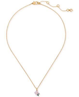 kate spade new york - Gold-Tone Cubic Zirconia Flower Pendant Necklace, 16" + 3" extender