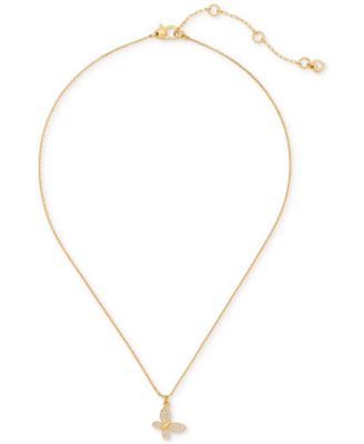 kate spade new york - Lucky Charm Gold-Tone Pav&eacute; Crystal Butterfly Pendant Necklace