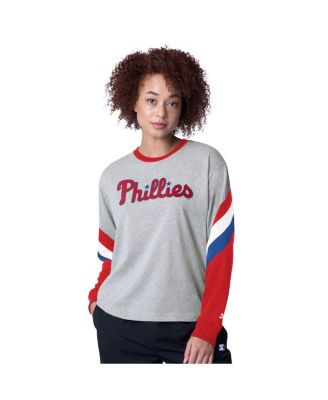 Starter - Women's Heather Gray Philadelphia Phillies Triple A Fashion Color Block Long Sleeve Top