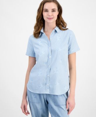Nautica Jeans - Women's Striped Floral Camp Shirt